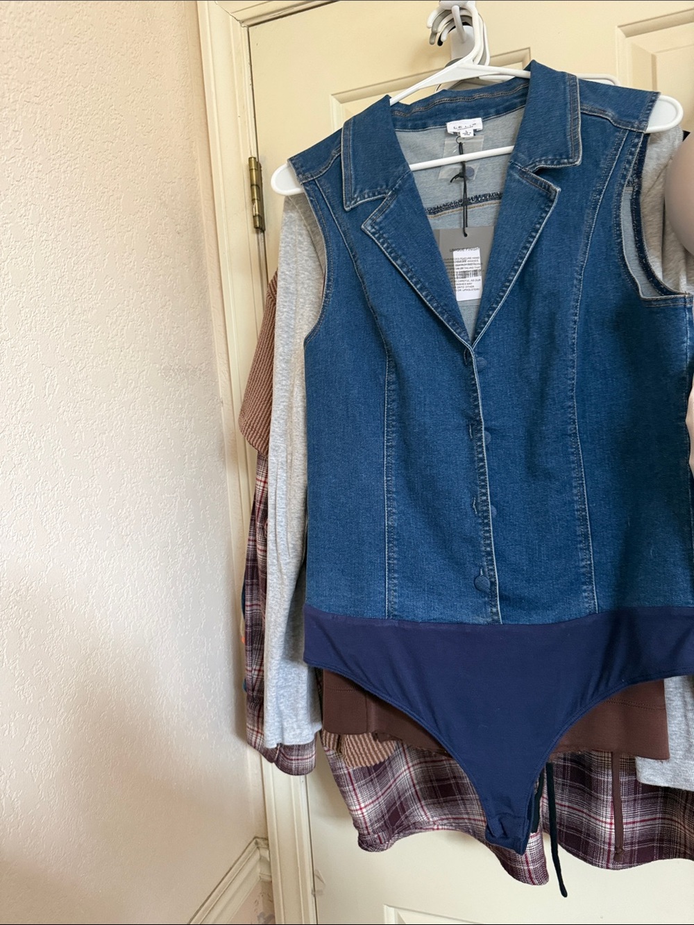 Denim sleeveless bodysuit